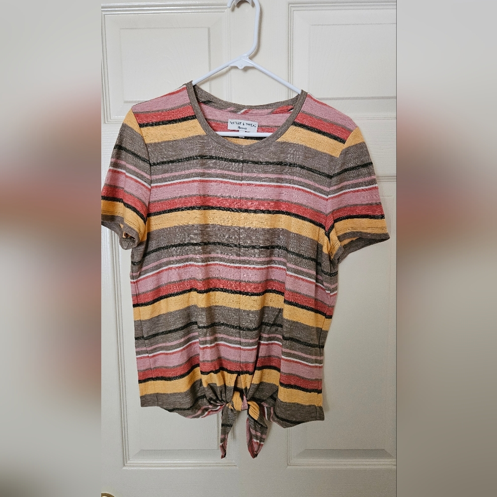 Madewell Texture & Thread Striped Tie Front Top